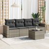 vidaXL Garden Sofa Set Light grey Poly Rattan 5 Piece Modular