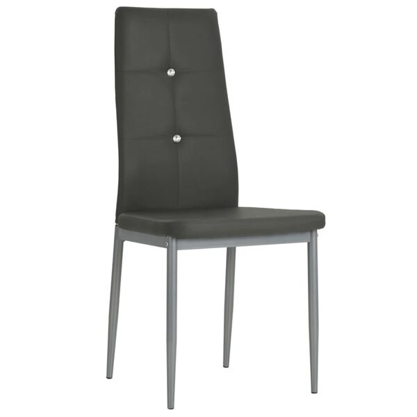 vidaXL Dining Chair Set of 2 Grey Faux leather, Wood, Steel Standard