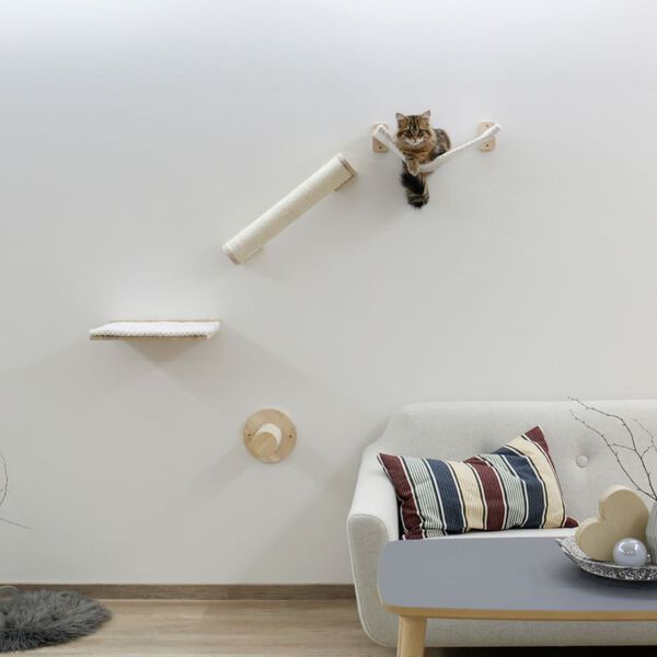 Kerbl Cat Climbing Wall White, Natural Solid wood, Sisal 20.5x5.5x13.0 in