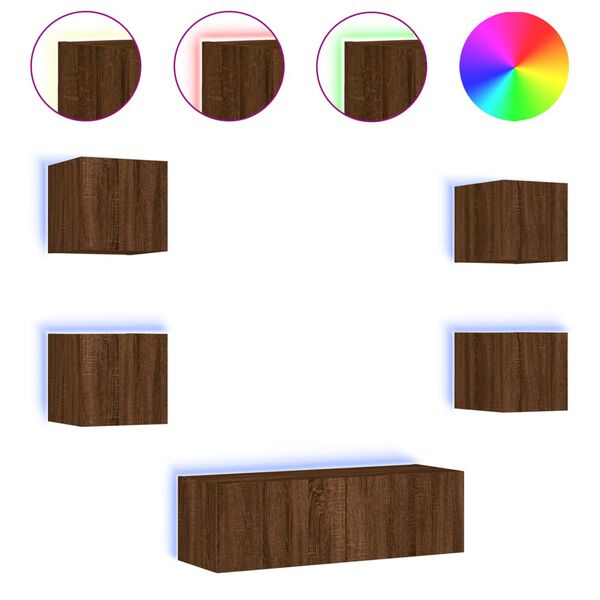 vidaXL TV Wall Cabinet Brown oak Engineered wood Medium TV Wall Cabinet