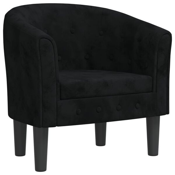 vidaXL Tub Chair Black Velvet (100% Polyester), Pinewood, Plywood, Foam