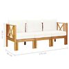 vidaXL Bench Cream and Wood Solid acacia wood and fabric (100% polyester)