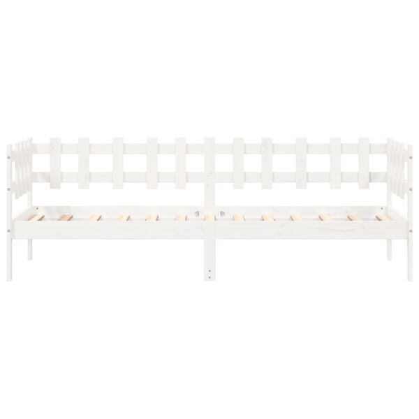 vidaXL Day Bed White Solid pine wood Twin Day Bed Rectangular Modern