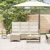 vidaXL Reclining Garden Sofa Beige PE Rattan Medium Adjustable Armrests