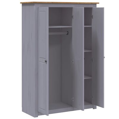 vidaXL 3-Door Wardrobe Gray 46.5"x19.7"x67.5" Pine Panama Range