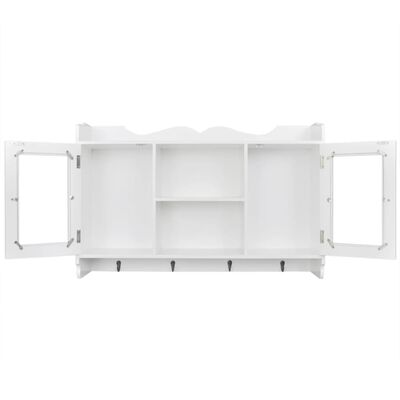 vidaXL White MDF Wall Cabinet Display Shelf Book/DVD/Glass Storage