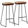 vidaXL Bar Set Dark Brown Solid Rough Mango Wood, Powder-Coated Iron