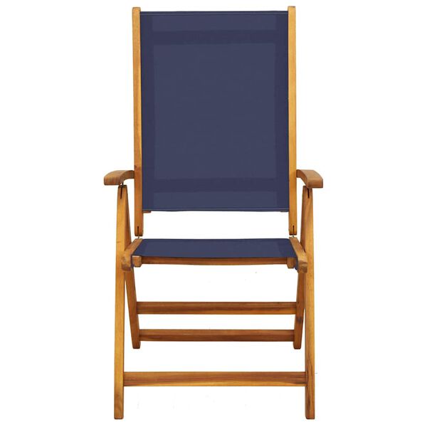 vidaXL Folding Garden Chair Set of 4 Blue Solid Acacia wood, Textilene