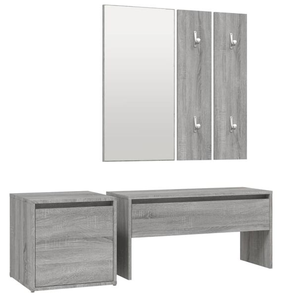 vidaXL Hallway Furniture Set Grey Sonoma Engineered Wood, Acrylic Medium