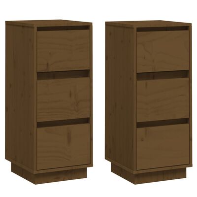 vidaXL Sideboards 2 pcs Honey Brown 12.6"x13.4"x29.5" Solid Wood Pine