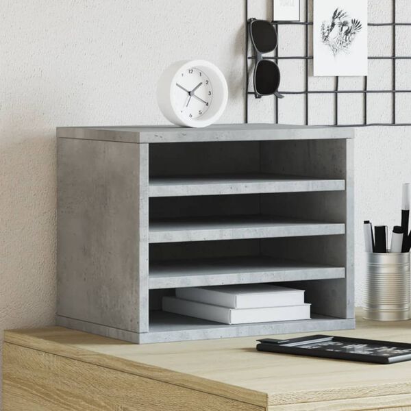 vidaXL Desk Organiser Concrete Grey 14.2x10.2x11.6" Engineered Wood
