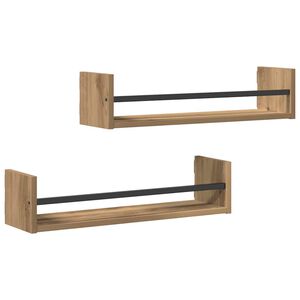 vidaXL Wall Shelf 2 pcs artisan oak 60 x 16 x 14 cm Engineered wood