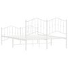 vidaXL Bed Frame White Powder-Coated Steel Double Bed Frame
