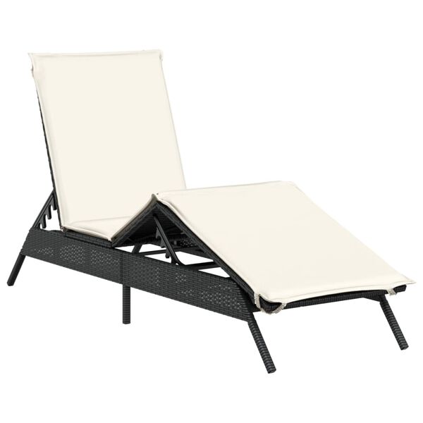 vidaXL Sun Lounger Black, Cream White