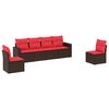 vidaXL 6 Piece Patio Sofa Set with Cushions Brown Poly Rattan