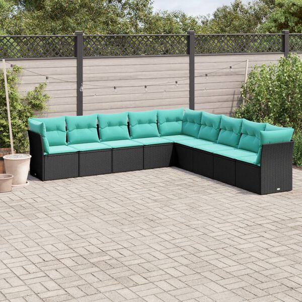 vidaXL Garden Sofa Set Black, Blue