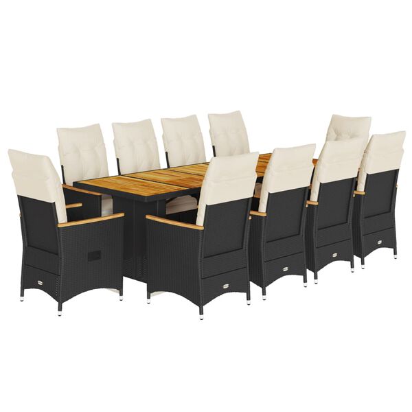 vidaXL Bistro Set Black PE rattan Large Garden Bistro Set Rectangular