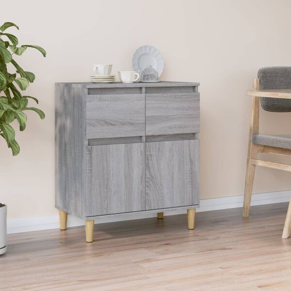 vidaXL Sideboard Grey Sonoma Engineered wood, Solid eucalyptus wood Medium