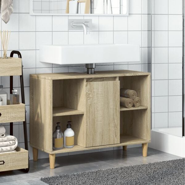 vidaXL Bathroom Cabinet Sonoma oak Engineered wood