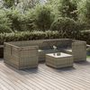 vidaXL Garden Lounge Set Grey PE rattan, powder-coated steel, polyester, PVC