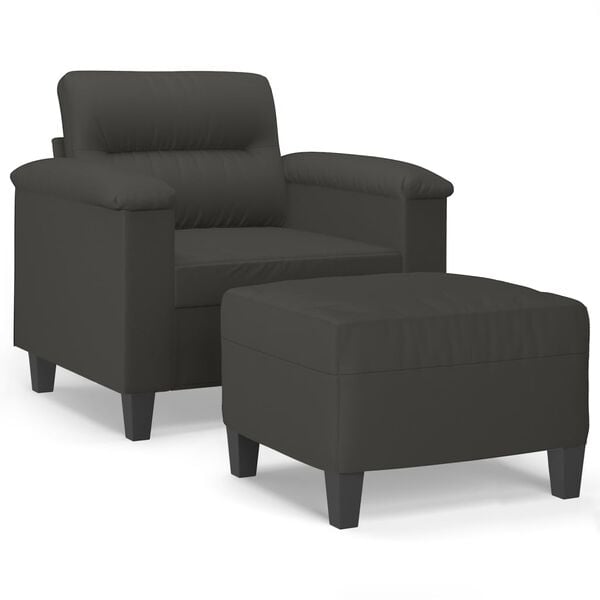 vidaXL Sofa Chair With Footstool Dark Grey
