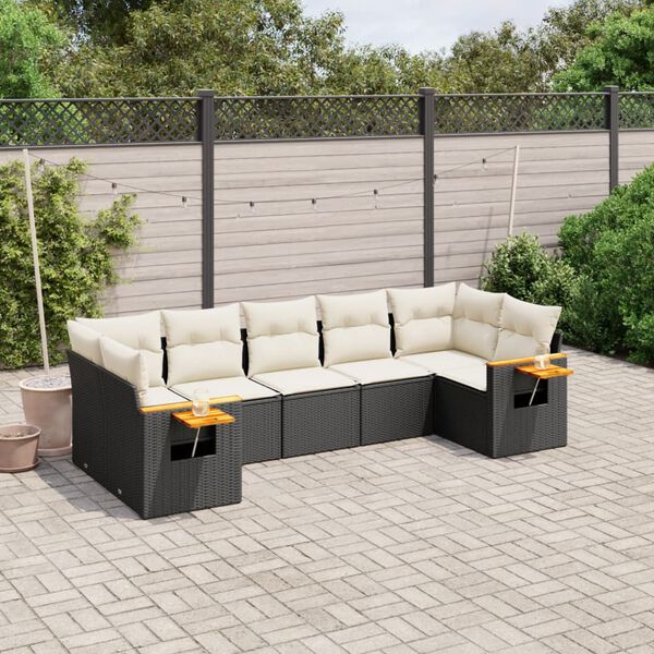 vidaXL Garden Sofa Set Black, Cream White