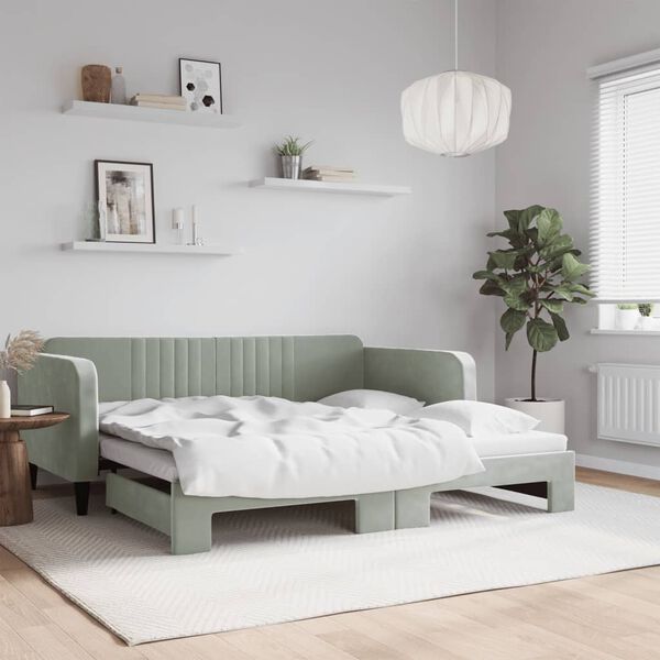 vidaXL Daybed With Trundle Light Grey
