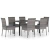 vidaXL Dining Set Gray Poly rattan, powder-coated steel, glass Standard