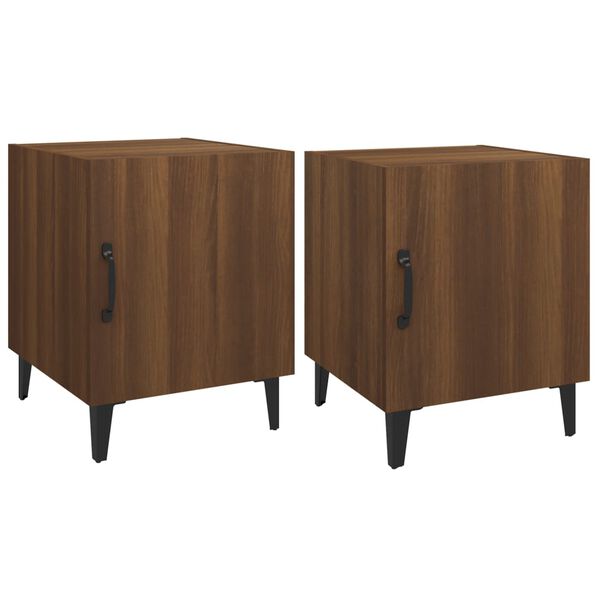 vidaXL Bedside Cabinet Set of 2 Brown Oak Engineered wood, metal