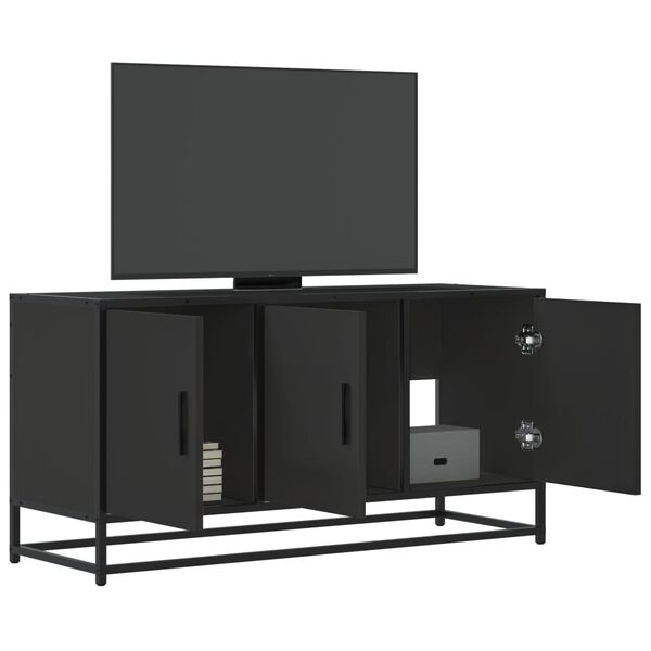 vidaXL TV Cabinet Black Engineered wood, metal Medium TV Cabinet
