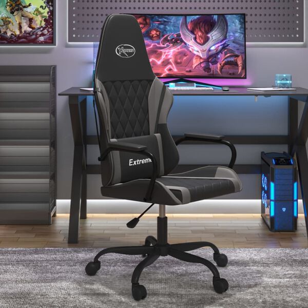 vidaXL Gaming Chair Black and Gray Faux Leather