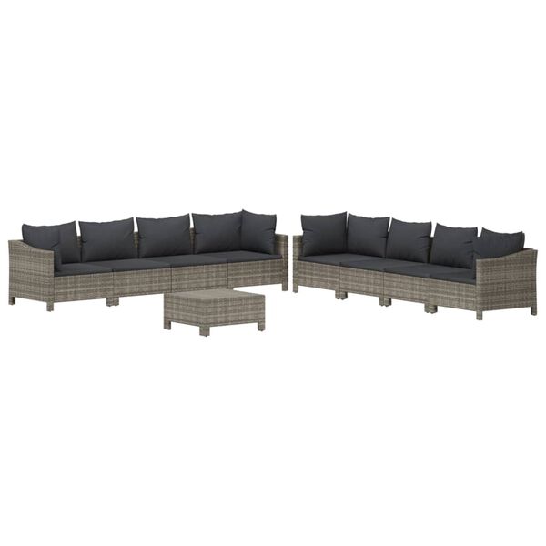 vidaXL Garden Lounge Set Grey PE rattan Large Modular