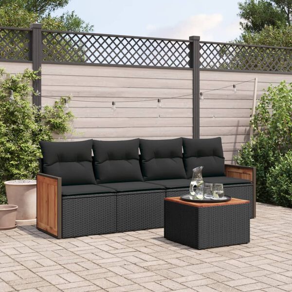 vidaXL Garden Sofa Set Black
