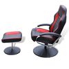 vidaXL Armchair with Footrest Black/Red Faux Leather