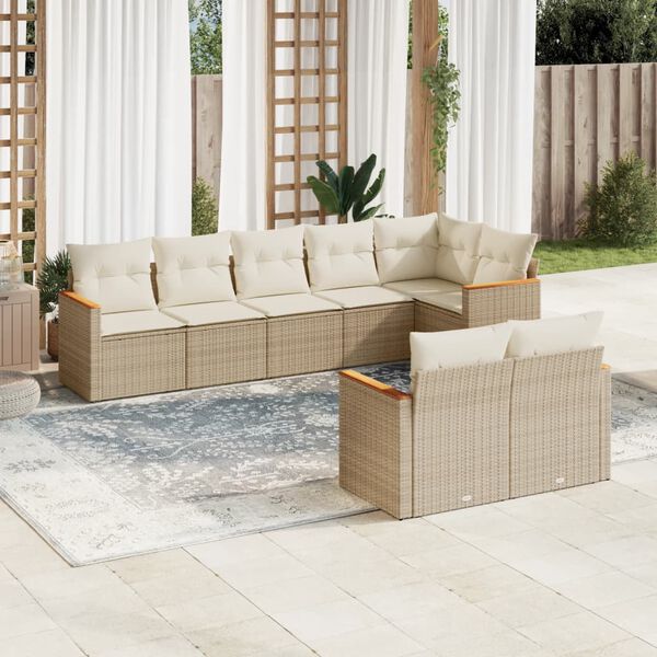vidaXL Garden Sofa Set Beige PE rattan
