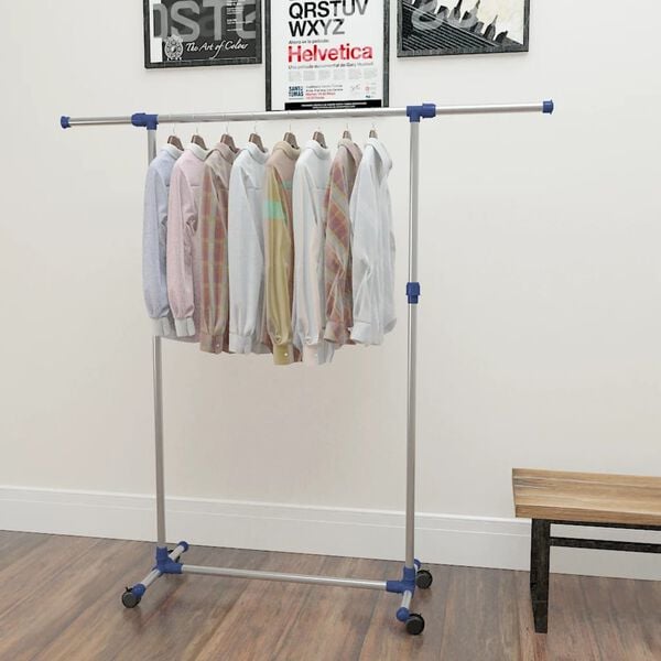 vidaXL Clothes Rack Silver Stainless Steel Adjustable Height-Adjustable