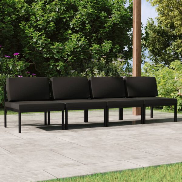 vidaXL 4-seater Garden Sofa Anthracite Aluminum, Polyester with foam filling
