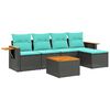 vidaXL 6 Piece Patio Sofa Set with Cushions Black Poly Rattan (US only)