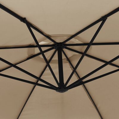 vidaXL Cantilever Umbrella with Aluminum Pole 137.8" Taupe
