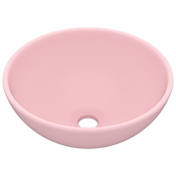 vidaXL Luxury Bathroom Basin Round Matt Pink 12.8x5.5" Ceramic