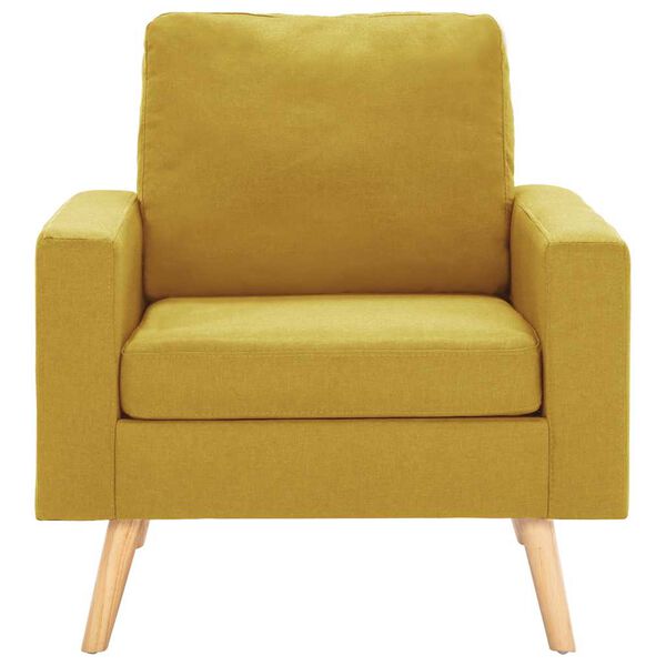 vidaXL Armchair Yellow 100% polyester fabric, solid pine wood, rubber wood