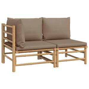 vidaXL Garden Lounge Set Taupe, Natural Bamboo