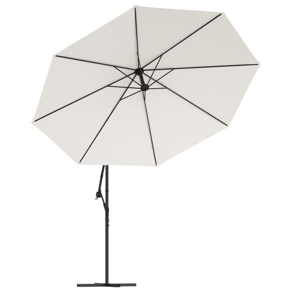 vidaXL Cantilever Garden Parasol Sand White Polyester, Aluminum