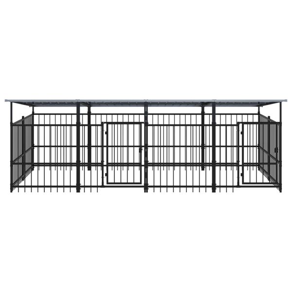 vidaXL Dog Kennel Black Powder-coated steel Large Durable Dog Kennel