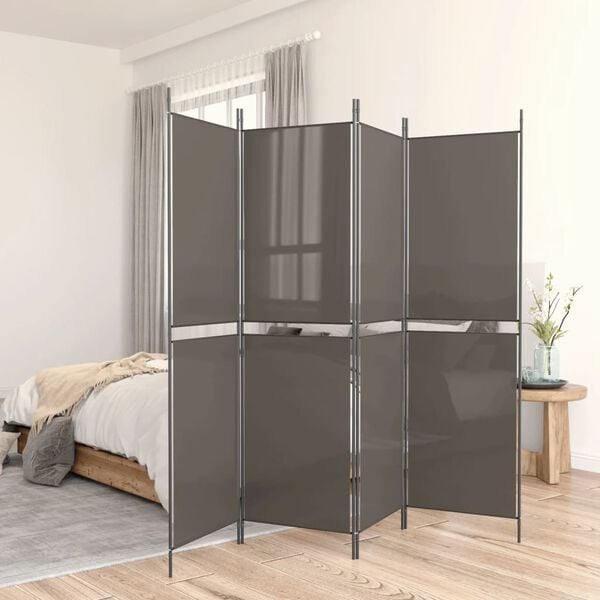 vidaXL 5-Panel Room Divider Anthracite 98.4"x86.6" Fabric