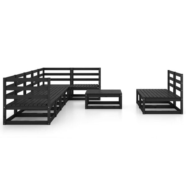 vidaXL Garden Lounge Set Black Solid Pinewood Medium Modular