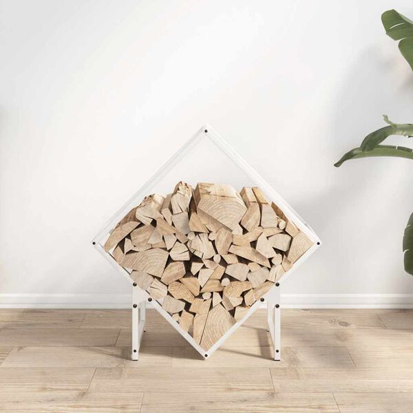 vidaXL Firewood Rack White 23.6x9.8x23.6" Cold-rolled steel