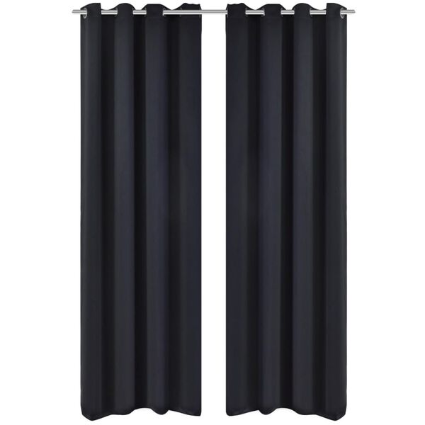 vidaXL Blackout Curtains 2 pcs with Metal Eyelets 53.1x68.9" Black