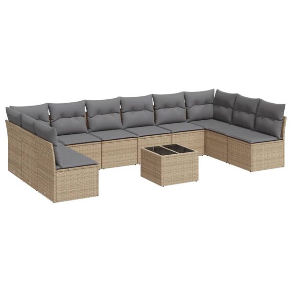 vidaXL Garden Sofa Set Beige, Light Grey
