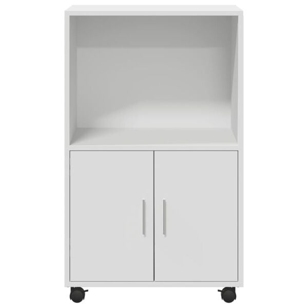 vidaXL Rolling Cabinet White Engineered wood 21.7 x 15.7 x 35.8 in